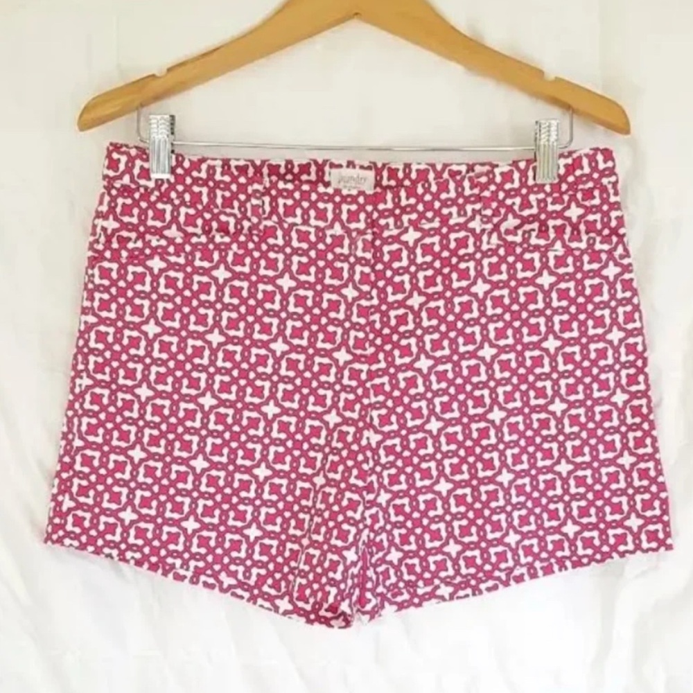 Laundry by Shelli Segal pink geometric flat front shorts 8